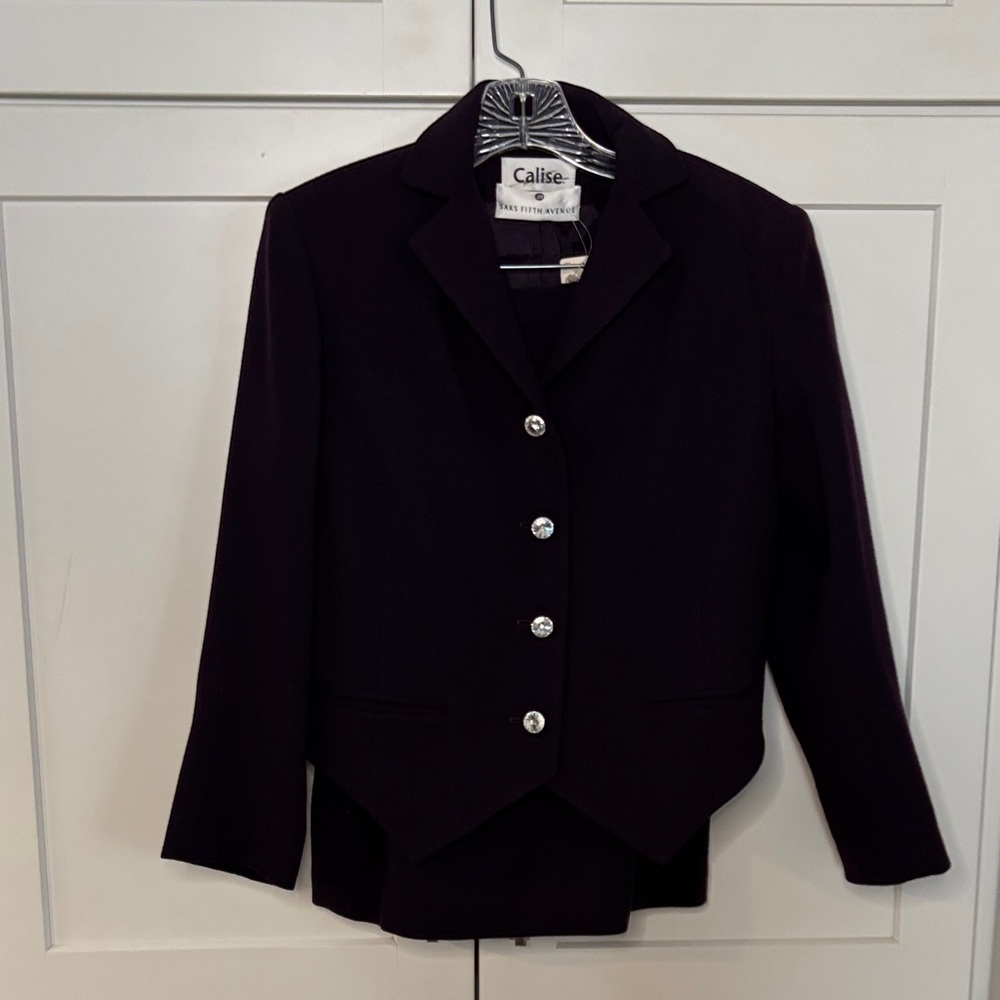 Saks Fifth Avenue Deep Purple suit with crystal buttons-Power suit-NWT